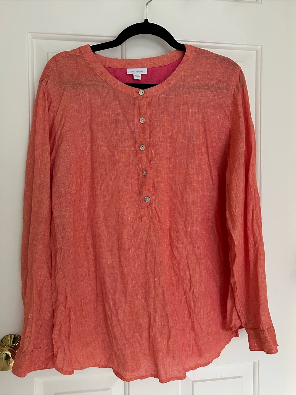 J. Jill Coral Linen Button-Front Tunic, size XL